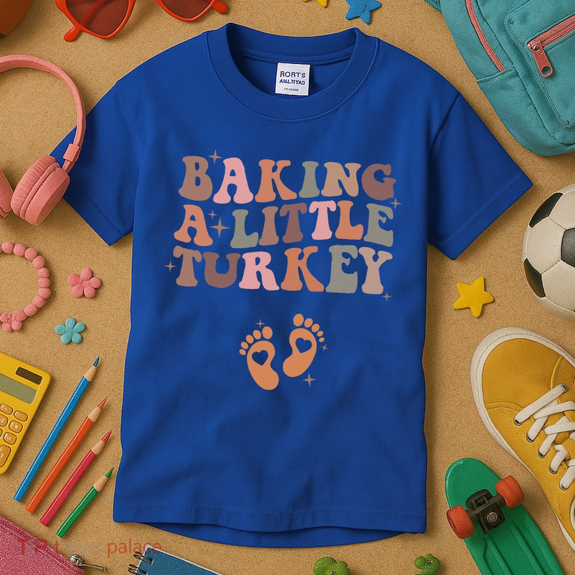 Baking A Little Turkey Pregnancy Announcement Baby Reveal  Kids T-Shirt