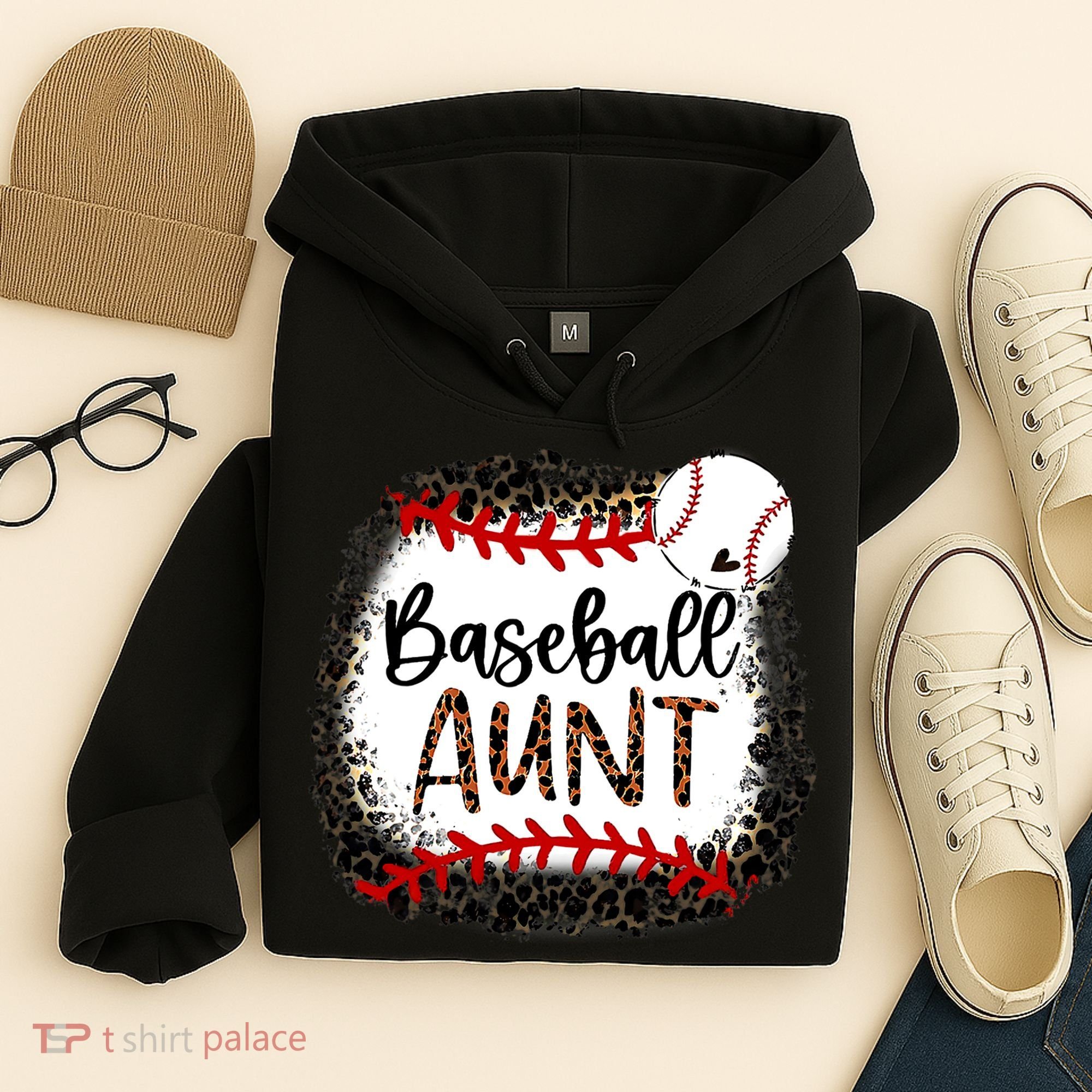 Baseball Aunt Leopard Baseball Aunt Hoodie