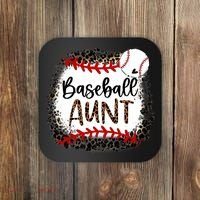 Baseball Aunt Leopard Baseball Aunt Coaster thumb 0
