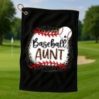 Baseball Aunt Leopard Baseball Aunt Golf Towel thumb 1