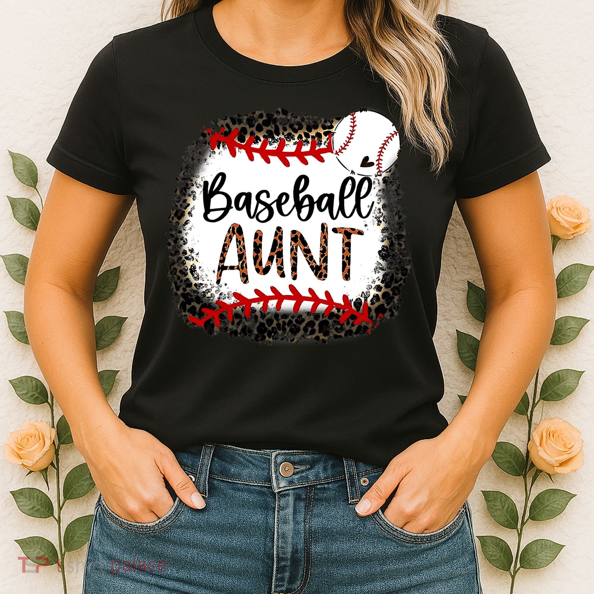 Baseball Aunt Leopard Baseball Aunt Women's T-Shirt