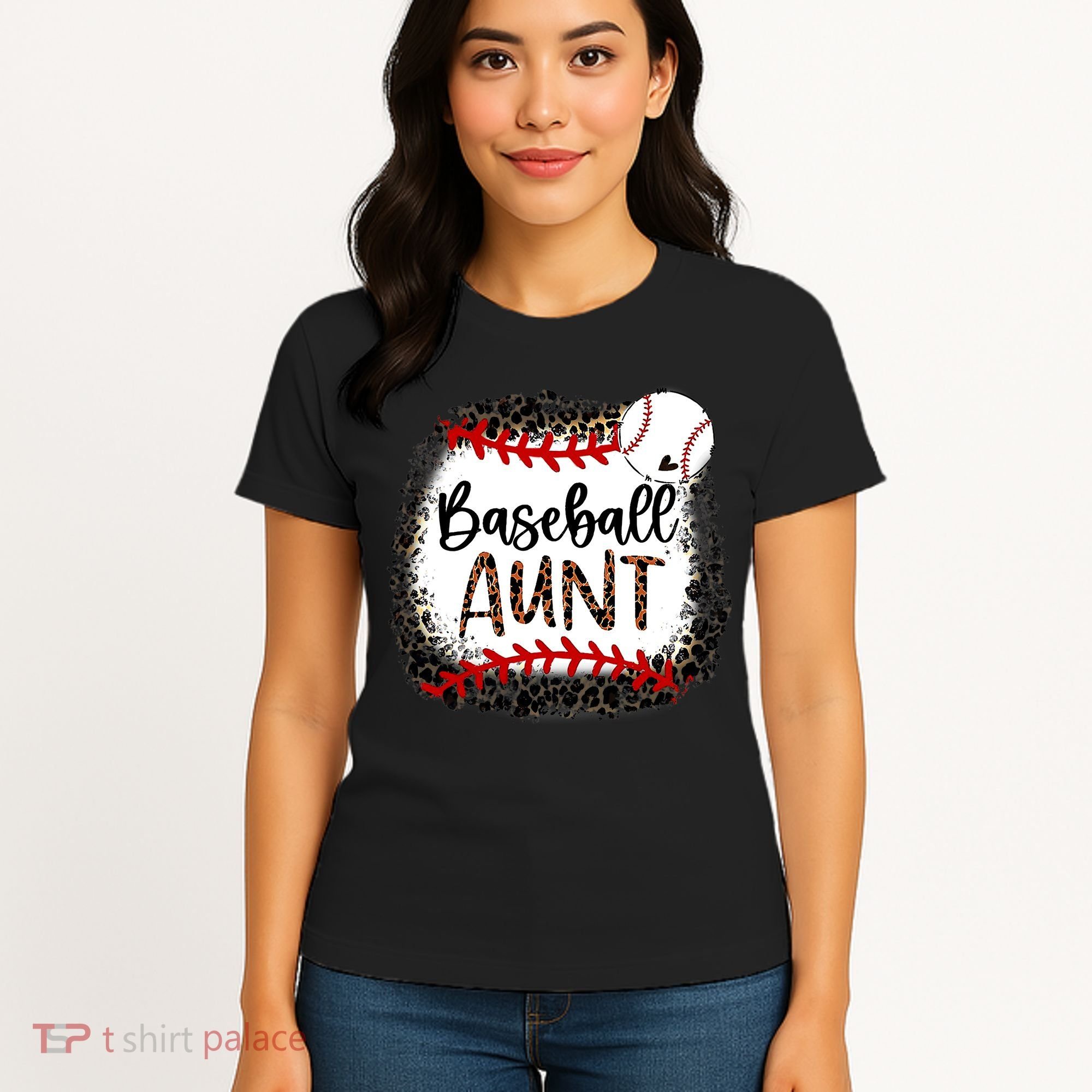 Baseball Aunt Leopard Baseball Aunt Women's T-Shirt