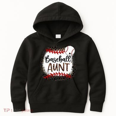 Baseball Aunt Leopard Baseball Aunt Kids Hoodie