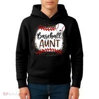 Baseball Aunt Leopard Baseball Aunt Kids Hoodie thumb 4