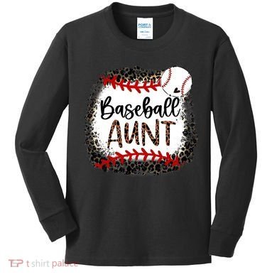 Baseball Aunt Leopard Baseball Aunt Kids Long Sleeve Shirt