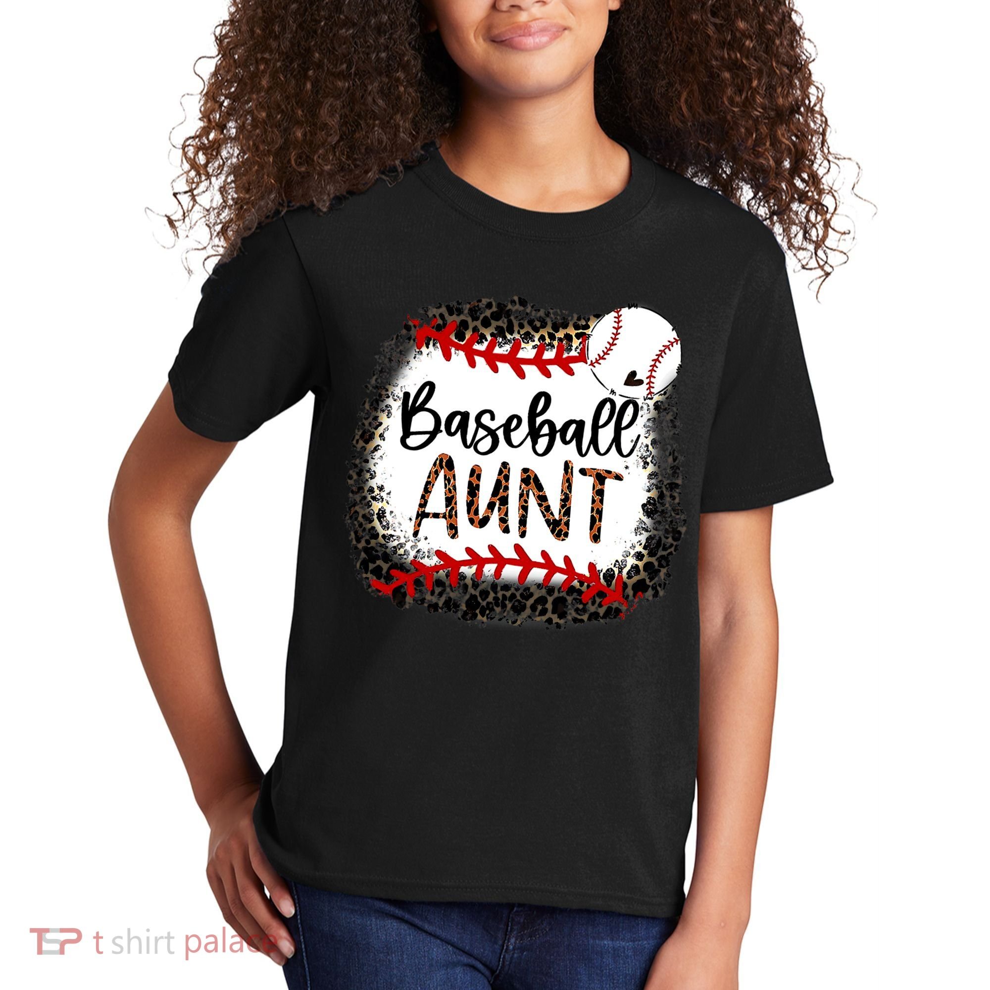 Baseball Aunt Leopard Baseball Aunt Kids T-Shirt