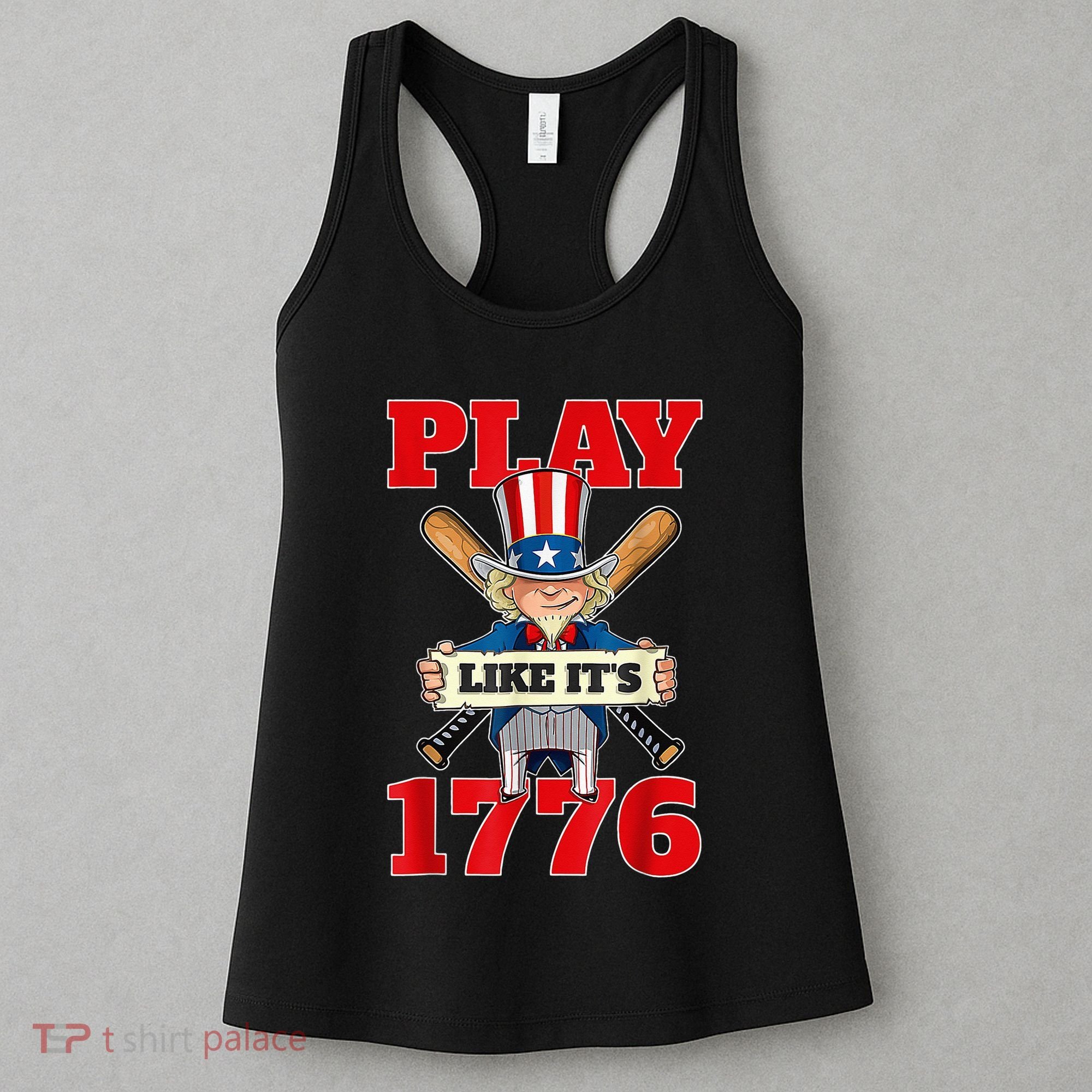 Baseball Abraham Lincoln 4th Of July American Flag Women's Tank Top