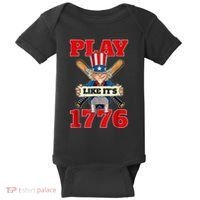 Baseball Abraham Lincoln 4th Of July American Flag Baby Bodysuit thumb 0