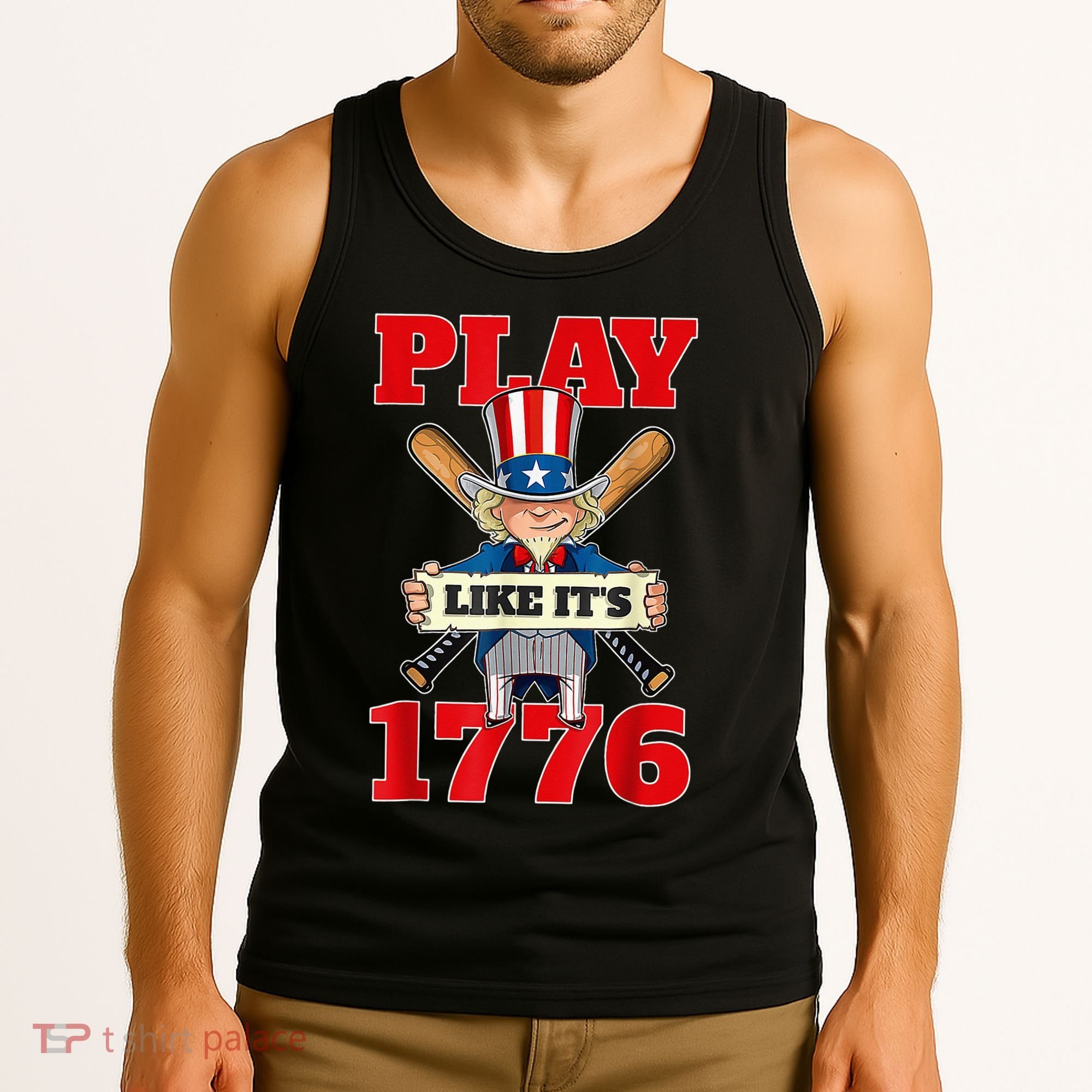 Baseball Abraham Lincoln 4th Of July American Flag Tank Top