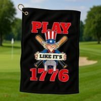Baseball Abraham Lincoln 4th Of July American Flag Golf Towel thumb 1