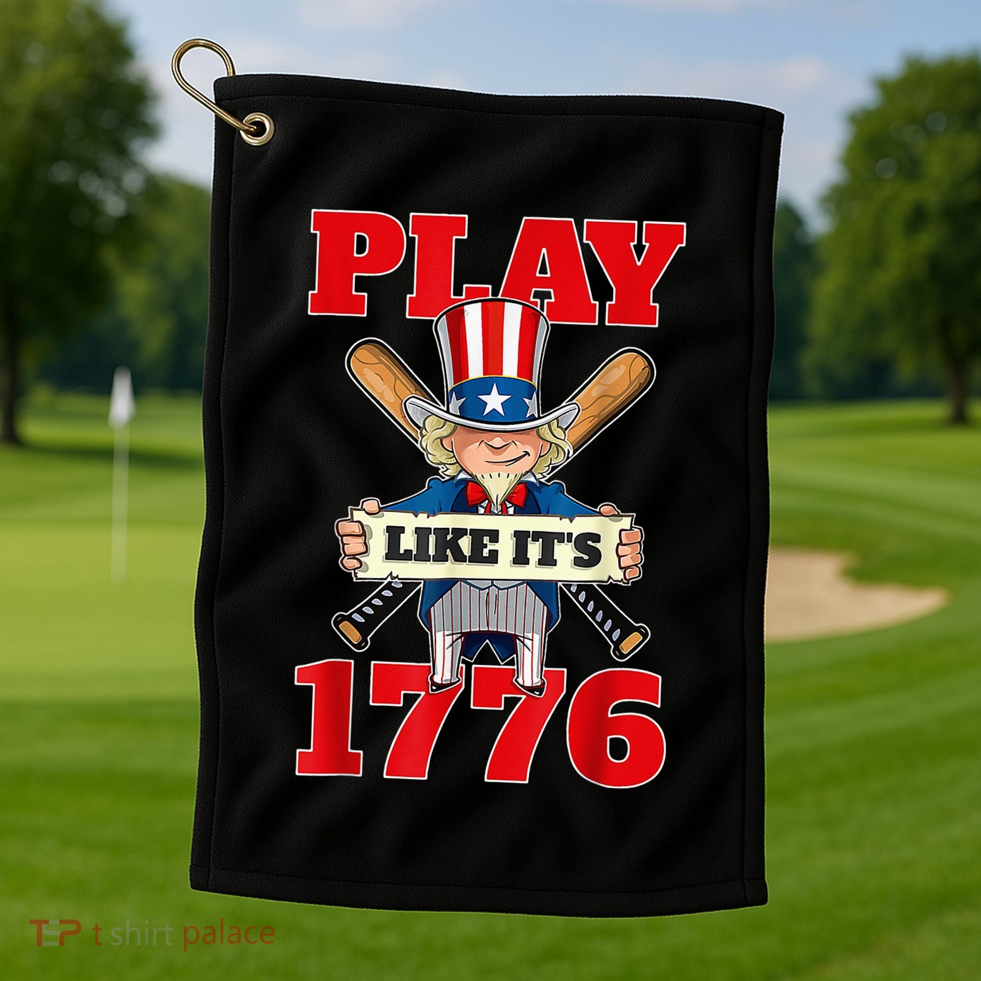 Baseball Abraham Lincoln 4th Of July American Flag Golf Towel