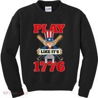 Baseball Abraham Lincoln 4th Of July American Flag Kids Sweatshirt thumb 0