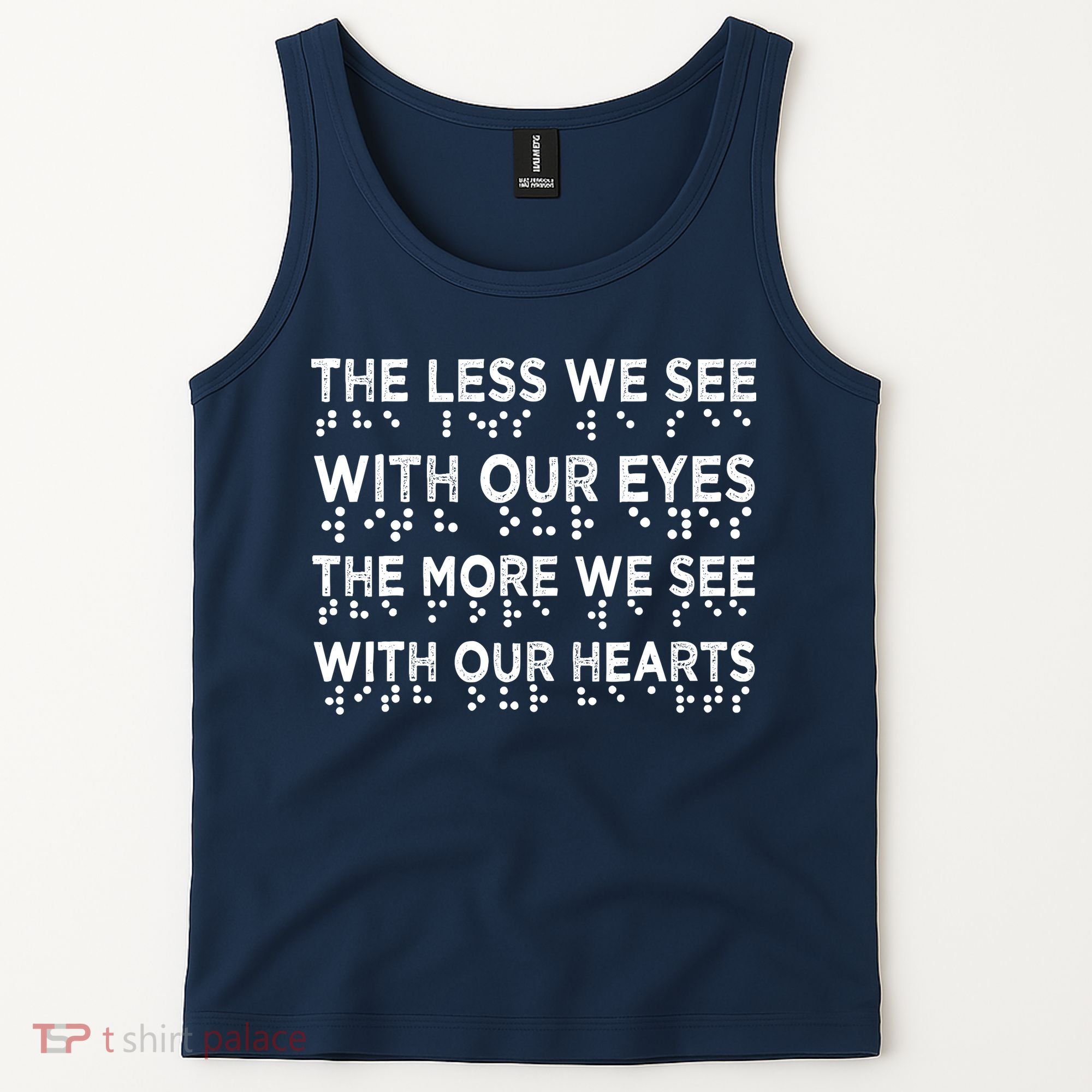 Braille Awareness Less Eyes More Heart Impaired Dots Braille Tank Top