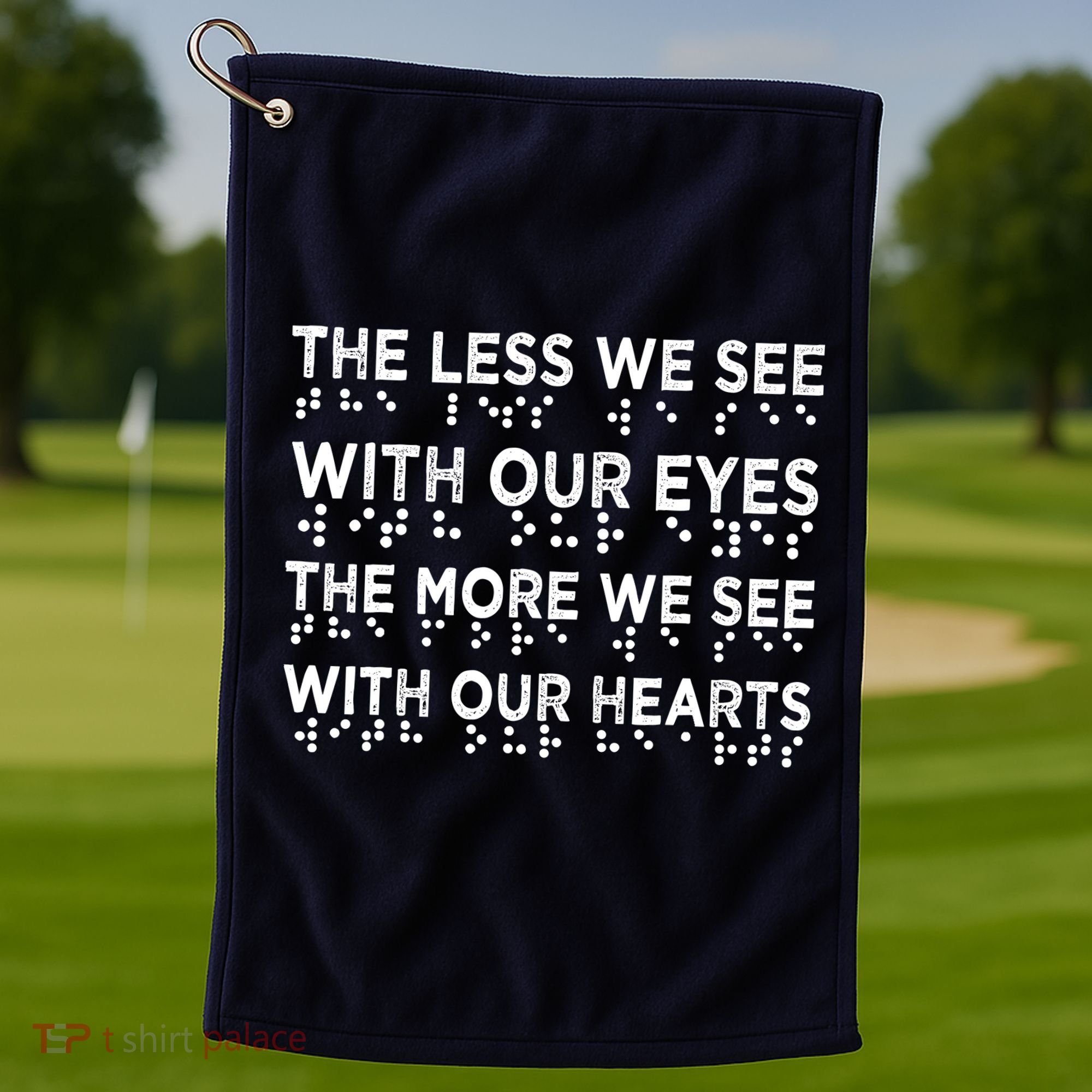 Braille Awareness Less Eyes More Heart Impaired Dots Braille Golf Towel