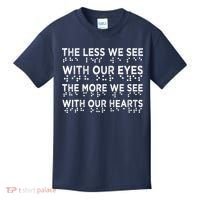 Braille Awareness Less Eyes More Heart Impaired Dots Braille Kids T-Shirt thumb 0