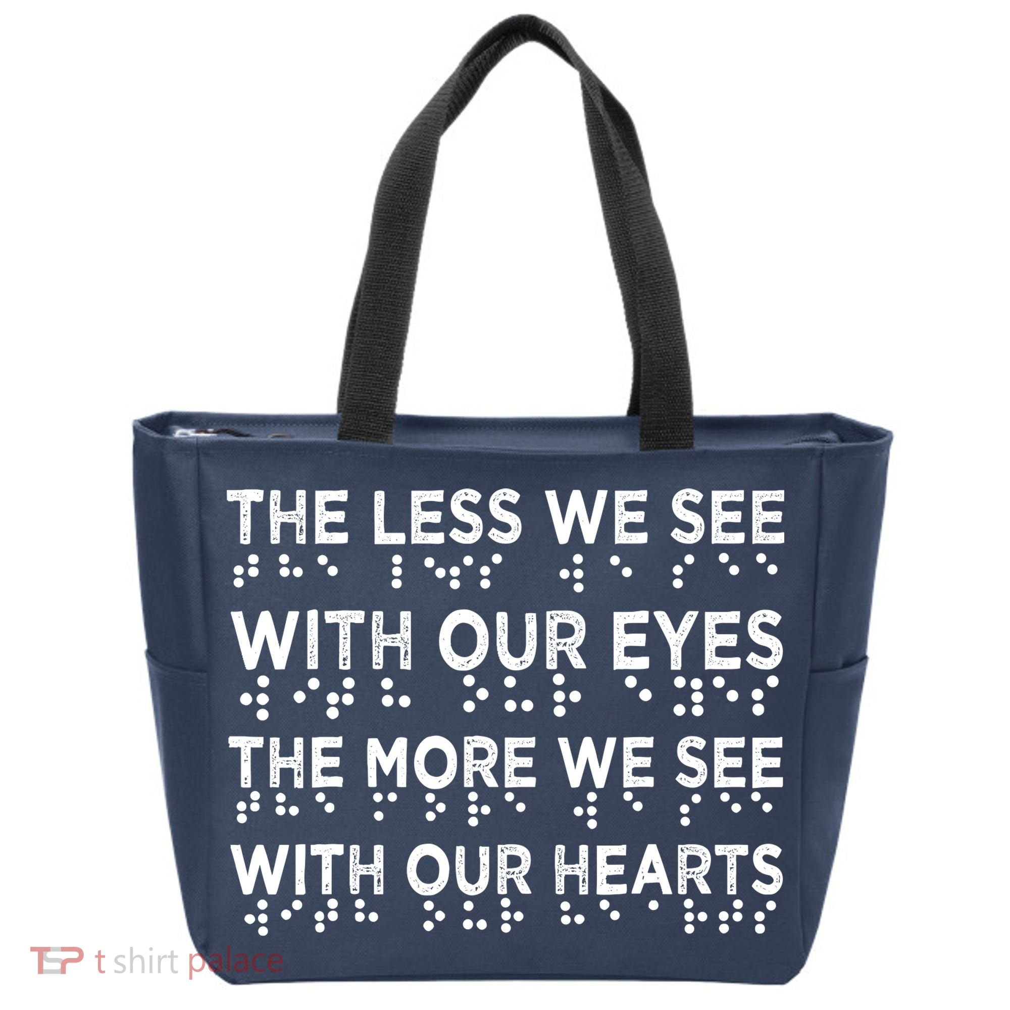 Braille Awareness Less Eyes More Heart Impaired Dots Braille Tote Bag