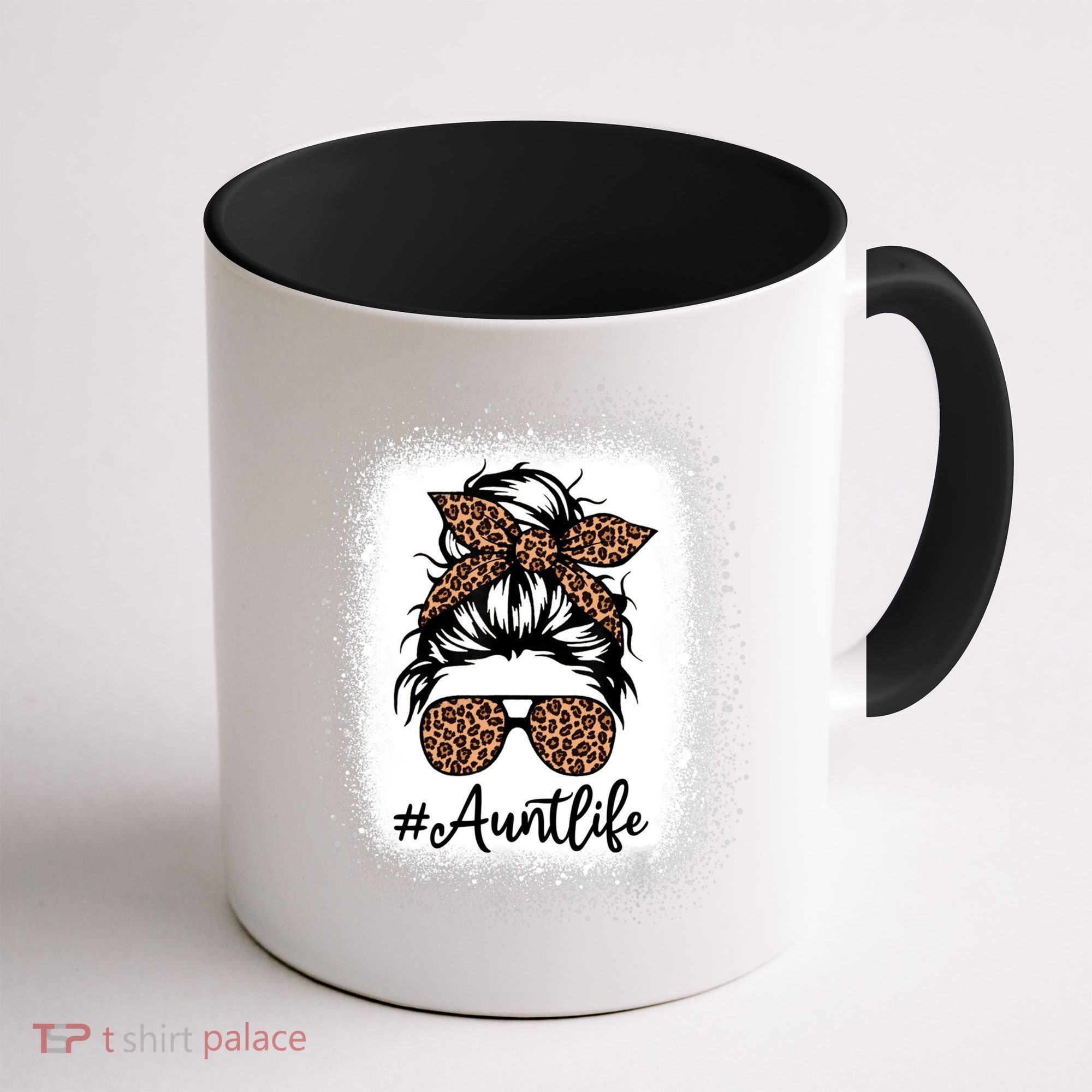 Best Aunt Life Messy Bun Leopard Bleached Auntie Mothers Day Great Gift Coffee Mug