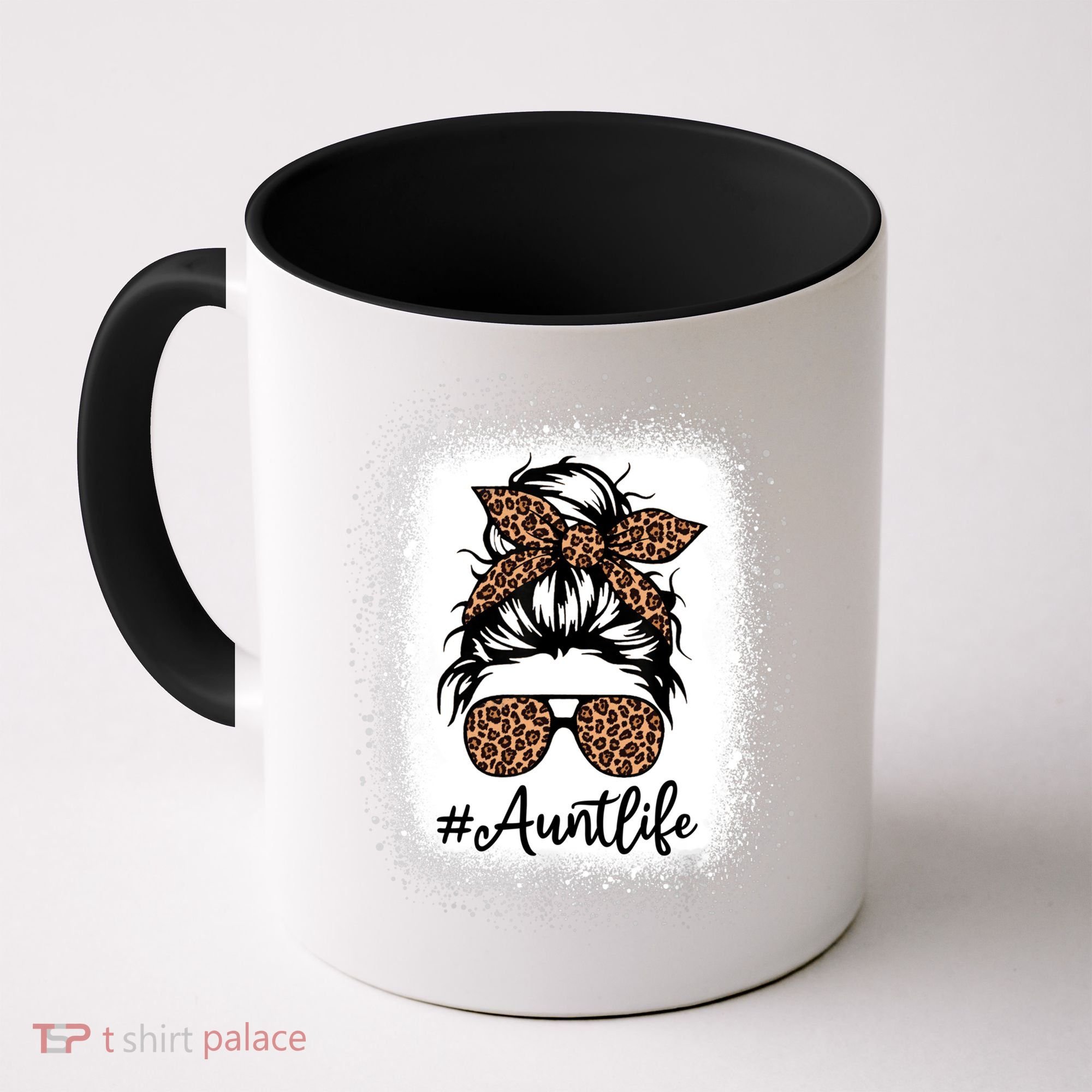 Best Aunt Life Messy Bun Leopard Bleached Auntie Mothers Day Great Gift Coffee Mug