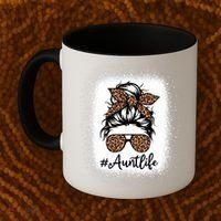 Best Aunt Life Messy Bun Leopard Bleached Auntie Mothers Day Great Gift Coffee Mug thumb 2
