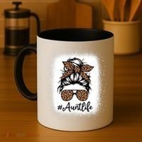 Best Aunt Life Messy Bun Leopard Bleached Auntie Mothers Day Great Gift Coffee Mug thumb 4
