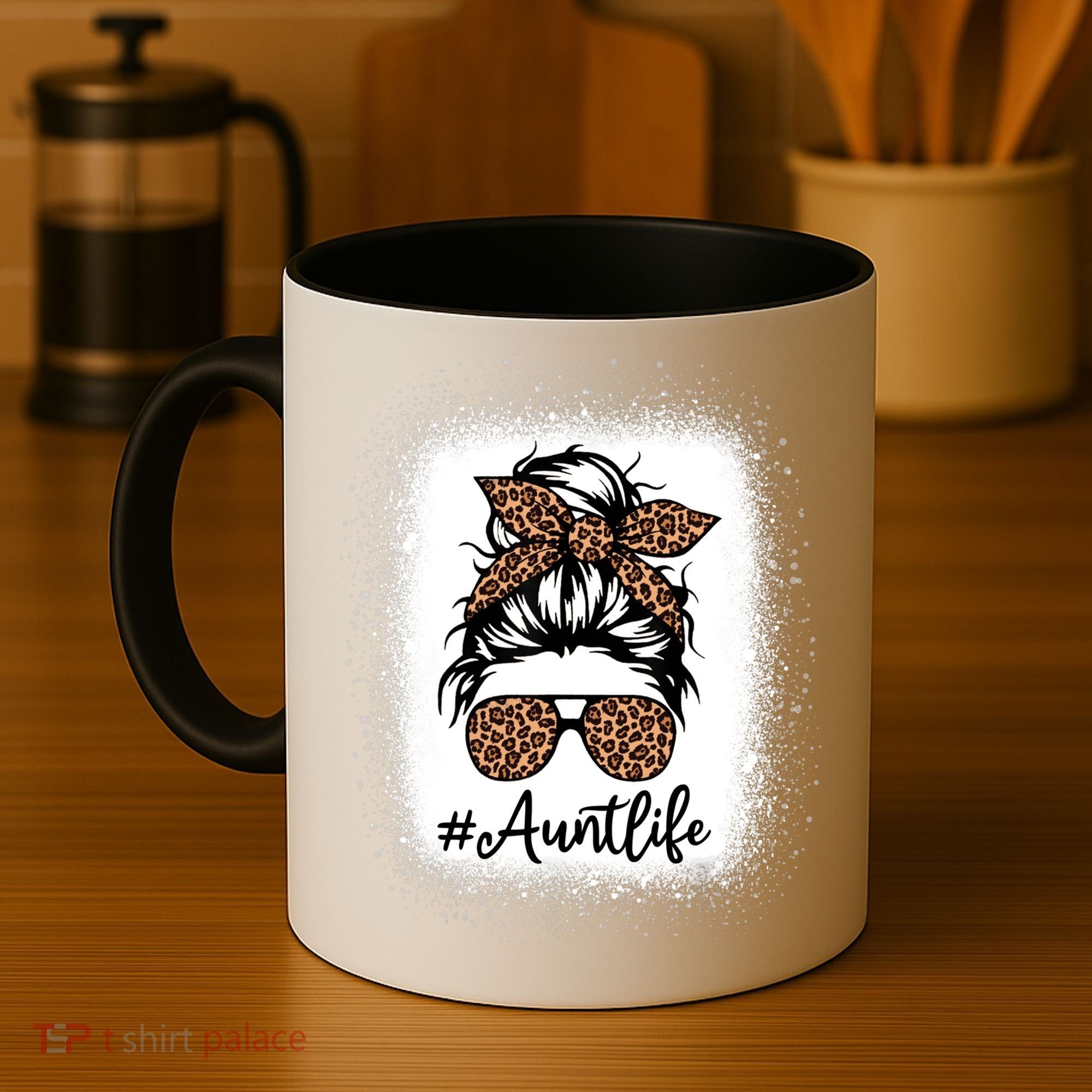 Best Aunt Life Messy Bun Leopard Bleached Auntie Mothers Day Great Gift Coffee Mug