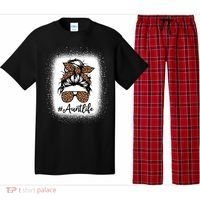 Best Aunt Life Messy Bun Leopard Bleached Auntie Mothers Day Great Gift Pajama Set thumb 0