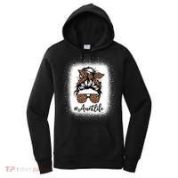 Best Aunt Life Messy Bun Leopard Bleached Auntie Mothers Day Great Gift Women's Hoodie thumb 0