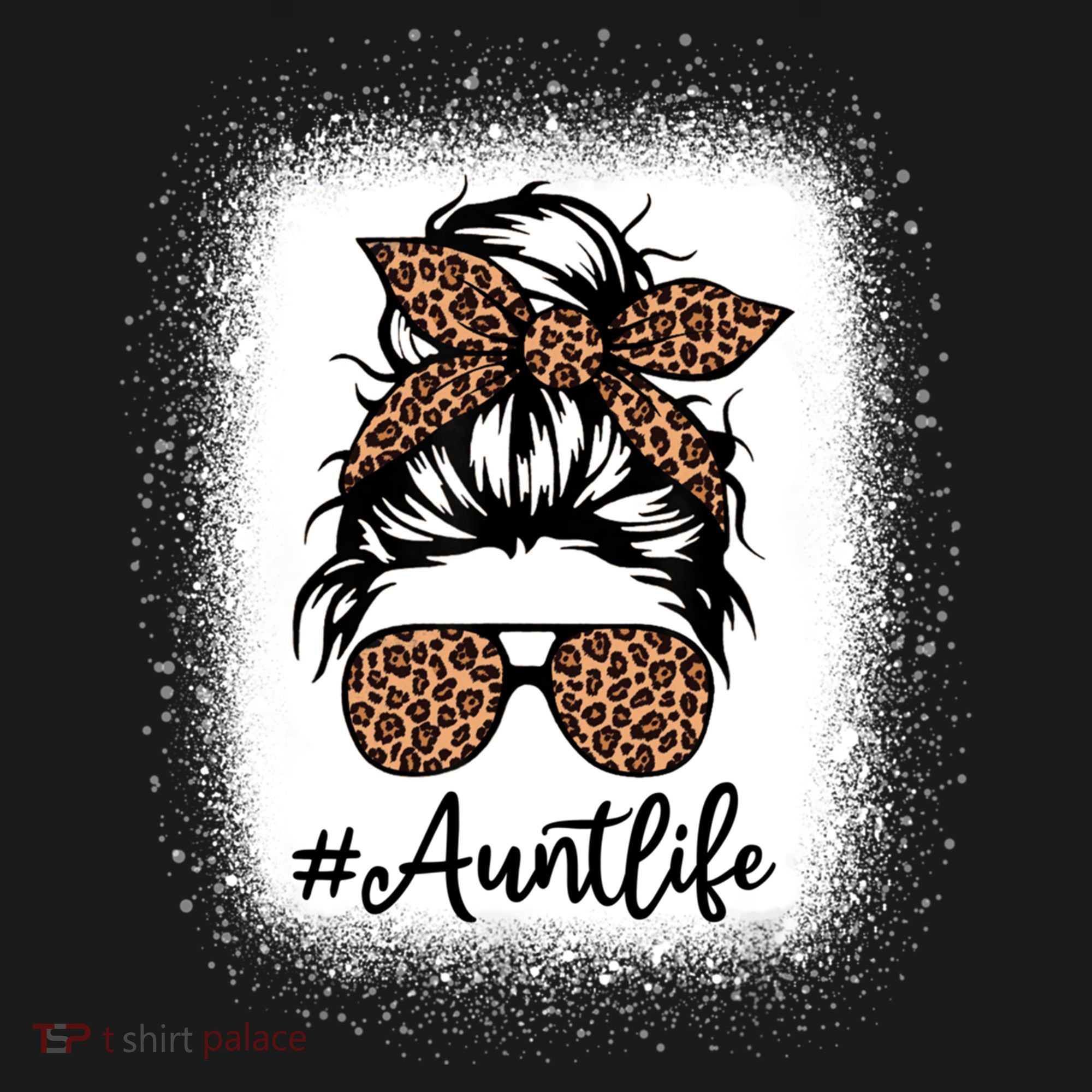 Best Aunt Life Messy Bun Leopard Bleached Auntie Mothers Day Great Gift Women's Hoodie
