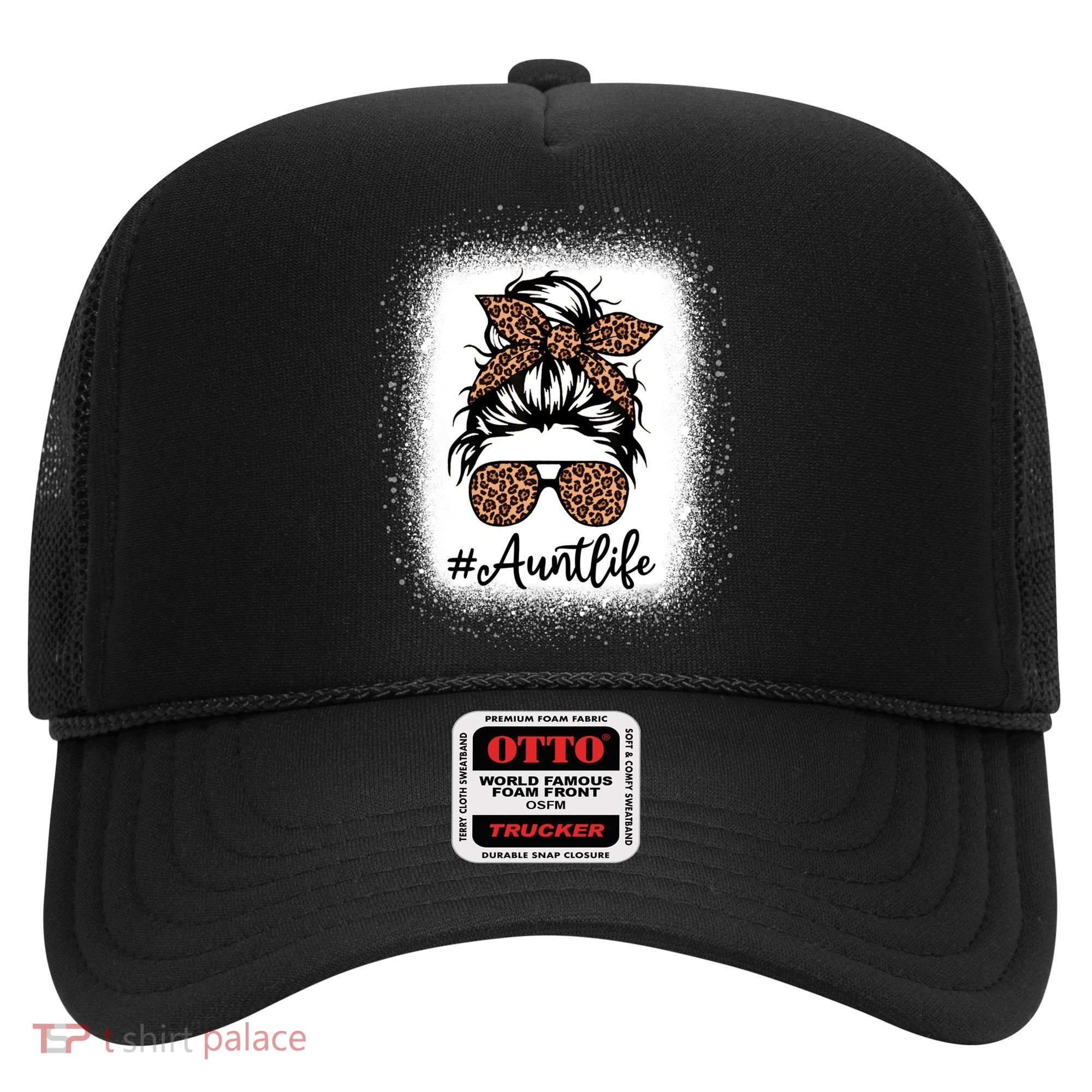 Best Aunt Life Messy Bun Leopard Bleached Auntie Mothers Day Great Gift Hat