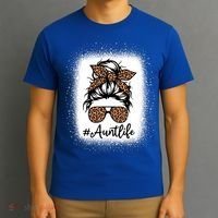 Best Aunt Life Messy Bun Leopard Bleached Auntie Mothers Day Great Gift T-Shirt thumb 3