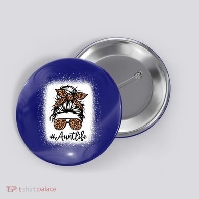 Best Aunt Life Messy Bun Leopard Bleached Auntie Mothers Day Great Gift Button