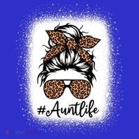 Best Aunt Life Messy Bun Leopard Bleached Auntie Mothers Day Great Gift Women's Tank Top thumb 5