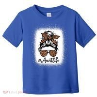 Best Aunt Life Messy Bun Leopard Bleached Auntie Mothers Day Great Gift Toddler T-Shirt thumb 0