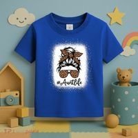 Best Aunt Life Messy Bun Leopard Bleached Auntie Mothers Day Great Gift Toddler T-Shirt thumb 3