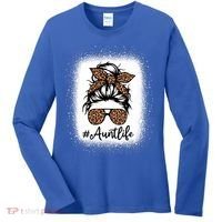 Best Aunt Life Messy Bun Leopard Bleached Auntie Mothers Day Great Gift Women's Long Sleeve Shirt thumb 0