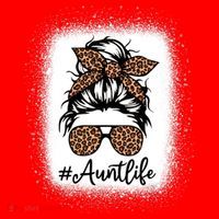 Best Aunt Life Messy Bun Leopard Bleached Auntie Mothers Day Great Gift Santa Hat thumb 1