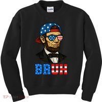 Bruh Abraham Lincoln Patriotic 4th Of July Kids Sweatshirt thumb 0