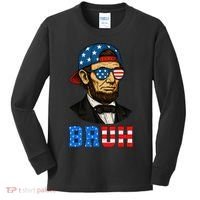 Bruh Abraham Lincoln Patriotic 4th Of July Kids Long Sleeve Shirt thumb 0