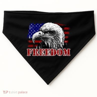 Bald Eagle Distressed USA Flag Freedom 4th of July USA-Made Doggie Bandana