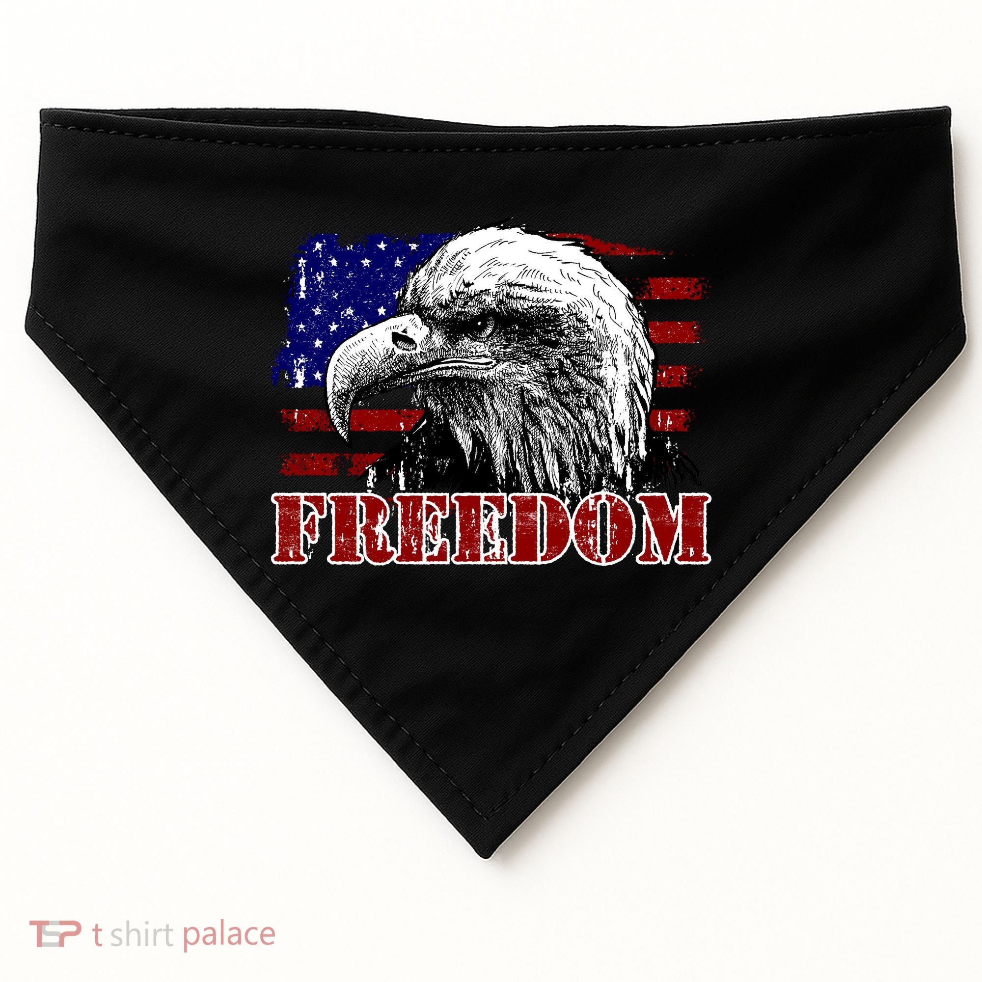 Bald Eagle Distressed USA Flag Freedom 4th of July USA-Made Doggie Bandana