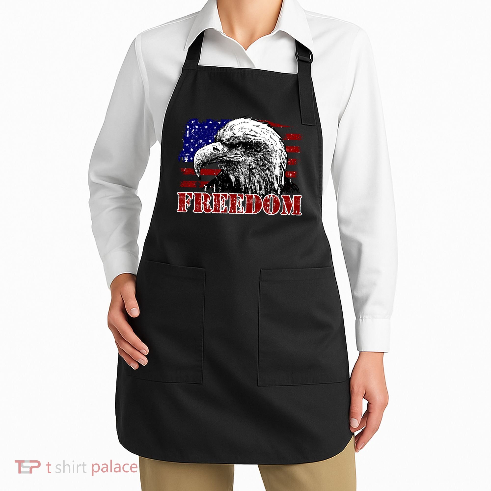Bald Eagle Distressed USA Flag Freedom 4th of July Apron