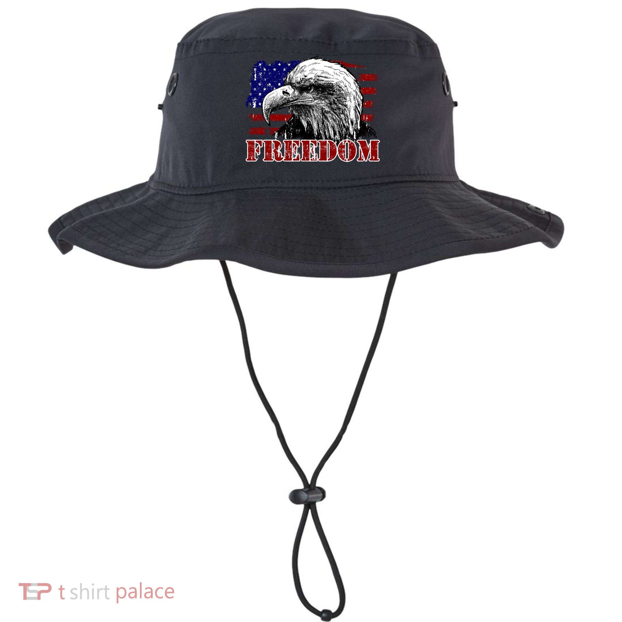 Bald Eagle Distressed USA Flag Freedom 4th of July Bucket Hat