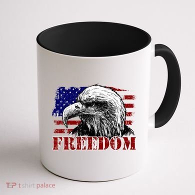 Bald Eagle Distressed USA Flag Freedom 4th of July Coffee Mug back