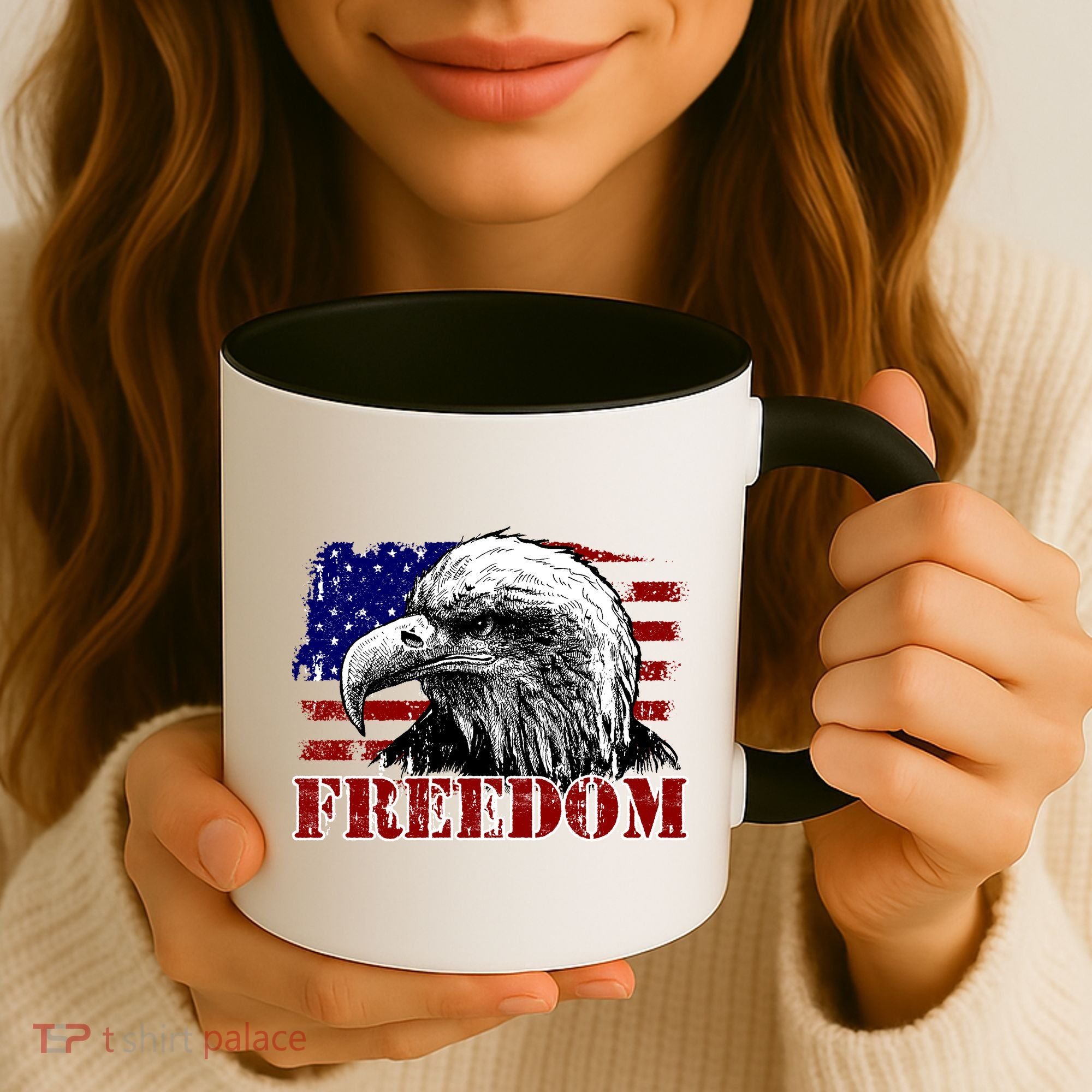 Bald Eagle Distressed USA Flag Freedom 4th of July Coffee Mug