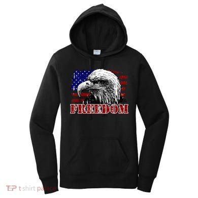 Bald Eagle Distressed USA Flag Freedom 4th of July Women's Hoodie