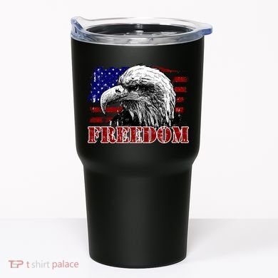 Bald Eagle Distressed USA Flag Freedom 4th of July Tumbler