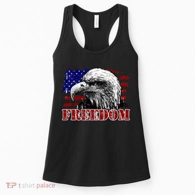 Bald Eagle Distressed USA Flag Freedom 4th of July Women's Tank Top