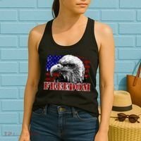 Bald Eagle Distressed USA Flag Freedom 4th of July Women's Tank Top thumb 2