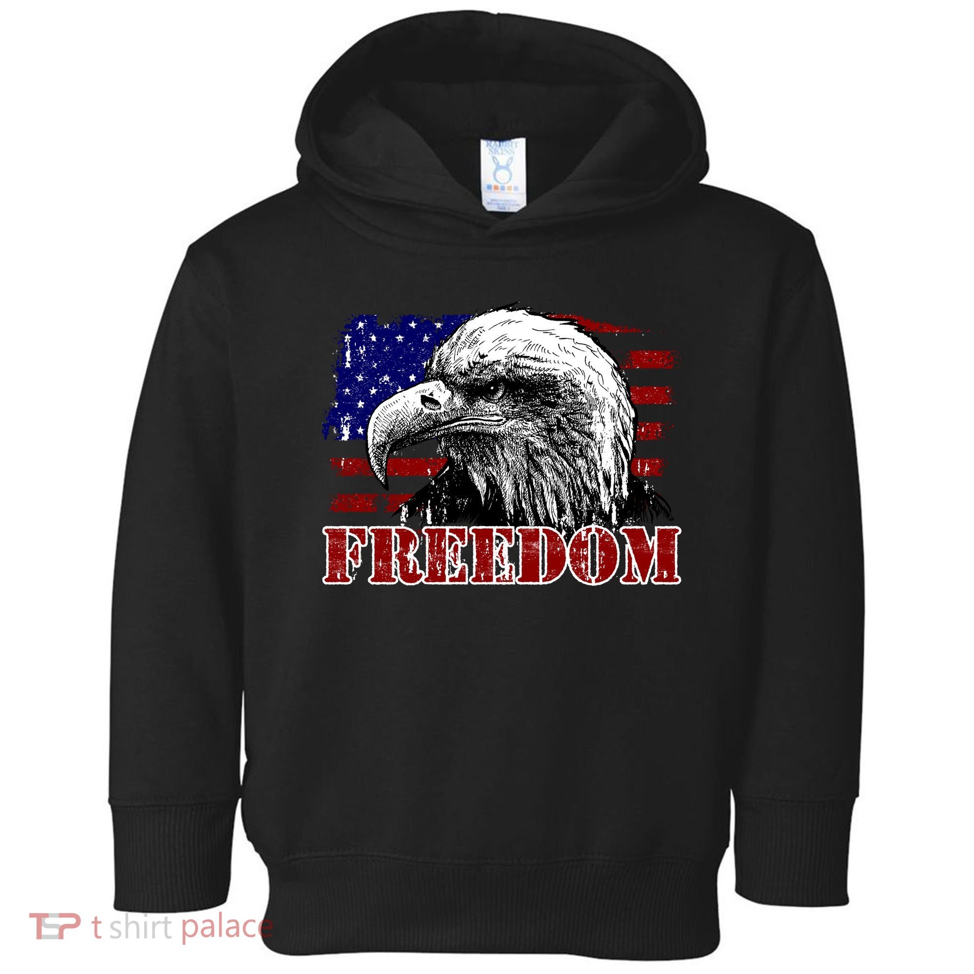 Bald Eagle Distressed USA Flag Freedom 4th of July Toddler Hoodie