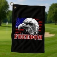 Bald Eagle Distressed USA Flag Freedom 4th of July Golf Towel thumb 1